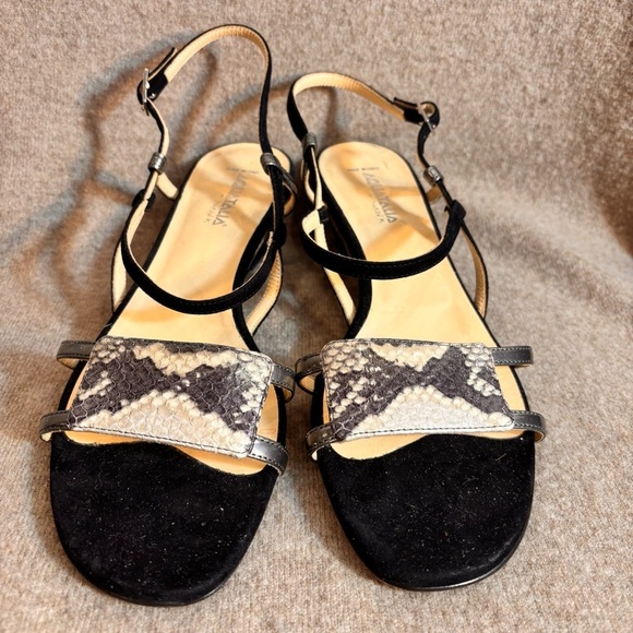 AQUATALIA Sz 10 Sandals With Animal Decor Strappy Low Wedge Suede Leather - Picture 2 of 8